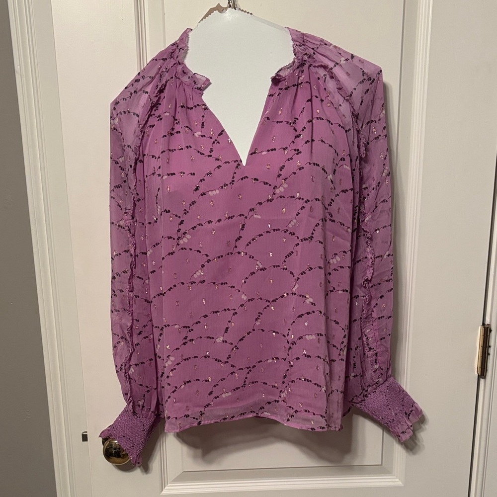 Ann Taylor Purple Blouse with Subtle Pattern